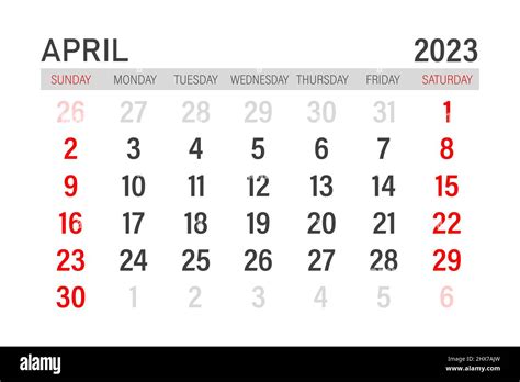 April 2023 Calendar Template April 2023 Layout Printable Monthly