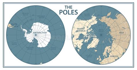 Los Polos Polo Norte Y Polo Sur Vector Detallado Ilustración