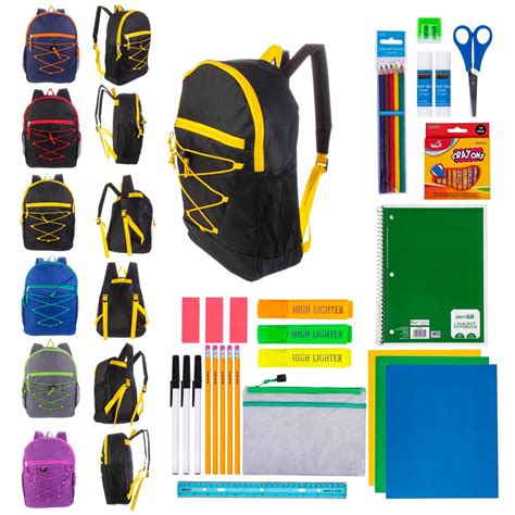 Wholesale 17 Backpack School Supply Kit 24 Count 39 Piece Assorted