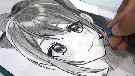 How To Draw Anime Girl Using Only One Pencil Anime Drawing Tutorial Youtube