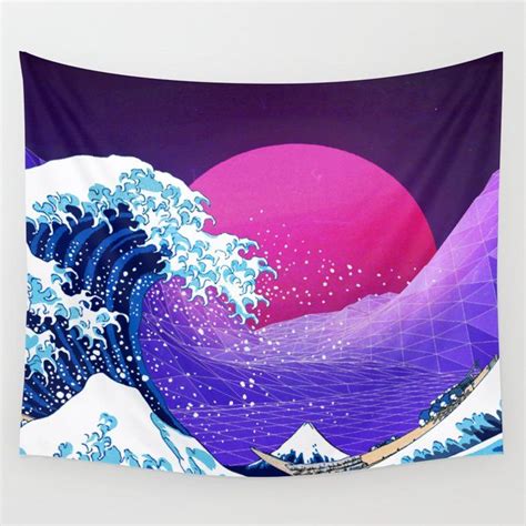 Buy Synthwave Space The Great Wave Off Kanagawa 2 Wall Tapestry By