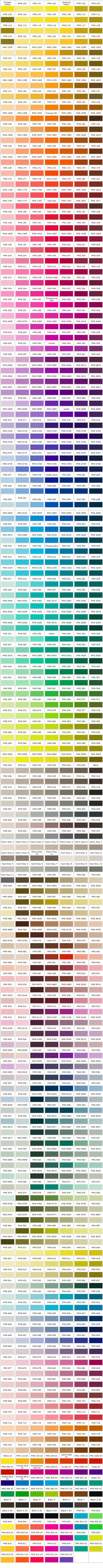 Pantone Color Reference Chart Reference Chart Pms Colour Color