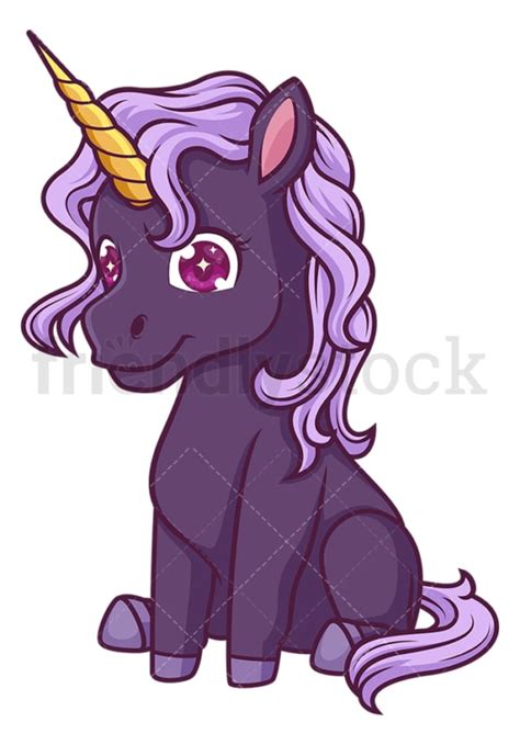 Purple Unicorn Cartoon Clipart Vector Friendlystock