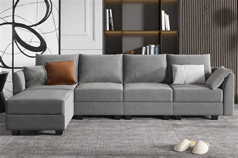 Buy Honbay Grey Sectional Couch With Reversible Chaise Modern L Shape