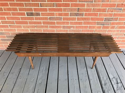 Vintage Expandable Wood Slat Bench Coffee Table Mid Century Etsy