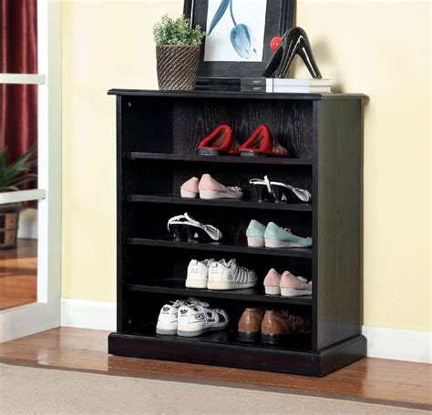 The shoe rack is made of durable and thickened metal tubes. Furniture of America Monrovian 5-Shelf Espresso Shoe Rack