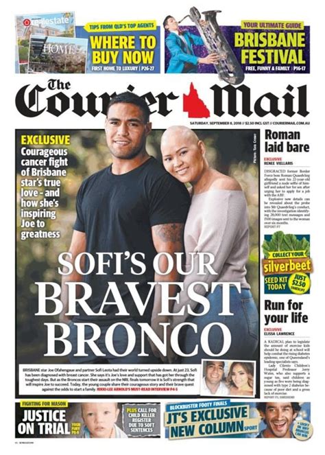 the front page of today s courier mail 08 09 2018 r australia