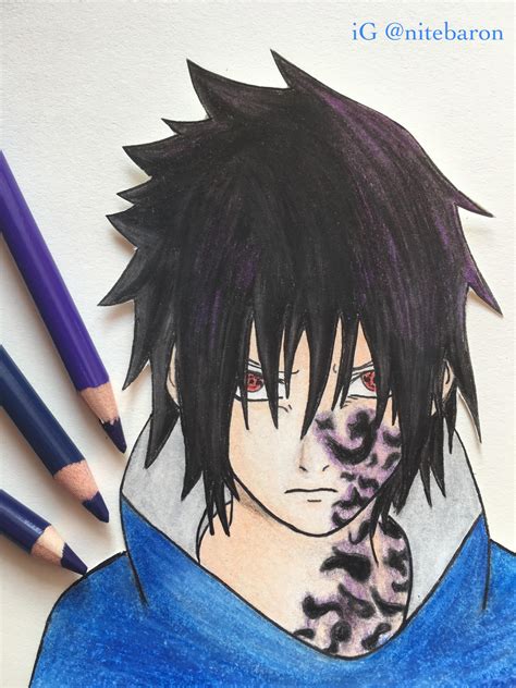 Sasuke Colour Drawing Rnaruto