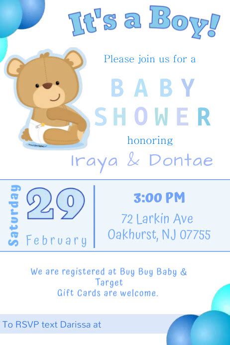 Copy Of Baby Shower Invitations Postermywall