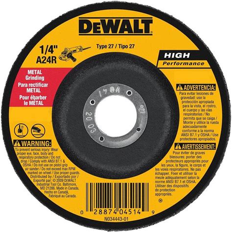 Dewalt Dw4619 Metal Grinding Wheel 5 100 Pak