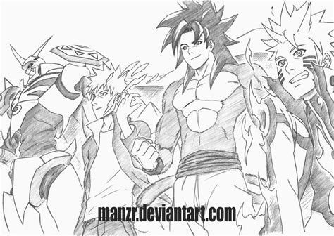 Draw Goku Vs Naruto Sketch Coloring Page