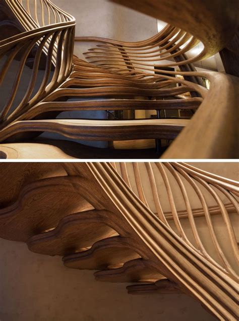 Atmos Studio Have Designed A Sculptural Wood Spiral Staircase Thats