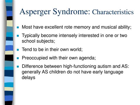 Ppt Asperger Syndrome Characteristics And Considerations Dickey Lamoure Special Education Unit