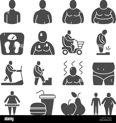 Fat Obese People Overweight Person Vector Icons People Overweight And
