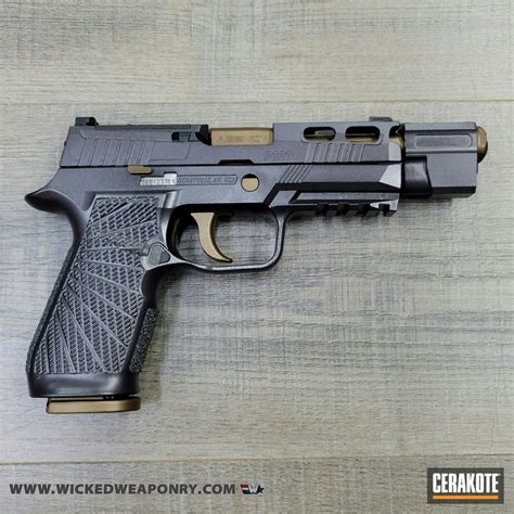 Sig Sauer P320 Pistol Cerakoted Using Carbon Grey And Burnt Bronze