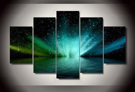 Lake Space Northern Lights Aurora Borealis 5 Piece Wall Art Canvas