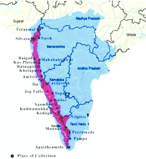 Map Of Western Ghats Showing The Area Of Collection Download Scientific Diagram