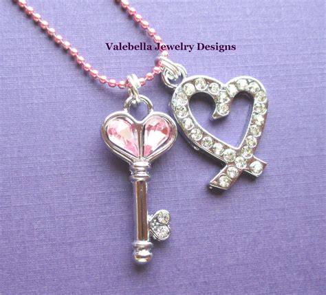 Necklace Key To My Heart Rhinestone Charm Necklace Valentines
