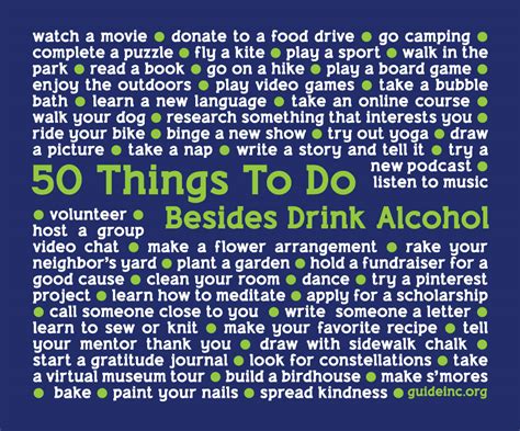 50 Things To Do Besides Drink Alcohol Stay At Home Edition Guide Inc