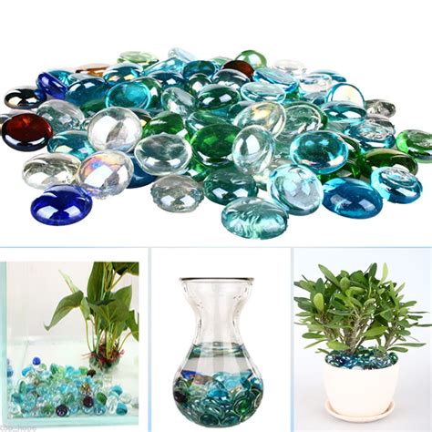 100g Glass Pebbles Stones Fish Tank Decorative Glass Pebbles Garden