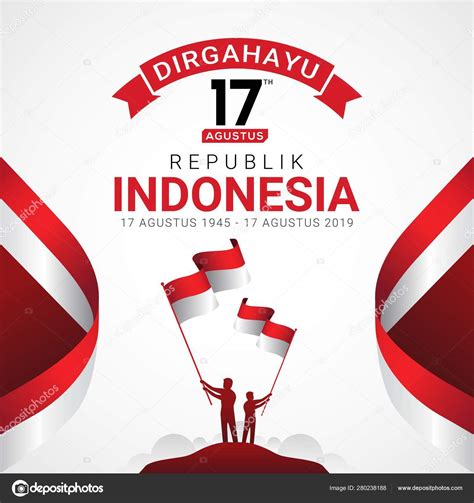August Happy Indonesia Independence Day Greeting Card Indonesia