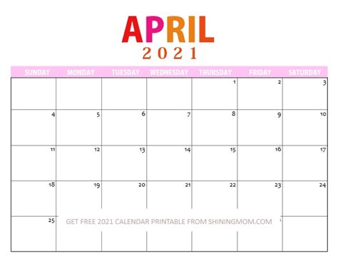 Free 2021 Printable Calendar Pdf To Download Today