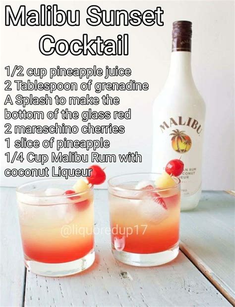 See the ingredients, how to make it, view instrucitonal videos. Malibu rum sunset cocktail | Alcohol drink recipes, Drinks ...