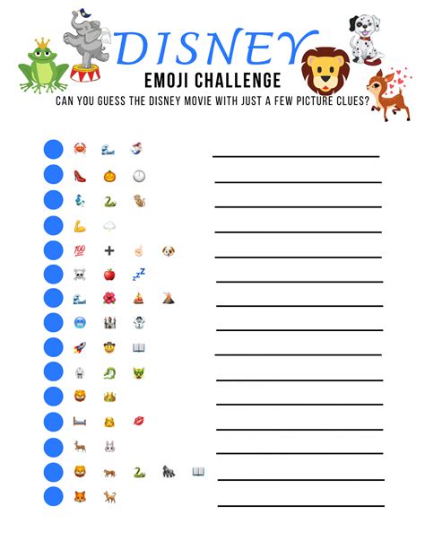 Последние твиты от disneyemoji (@disneyemoji). Disney Movies Emoji Challenge - Free Printable - The Life ...