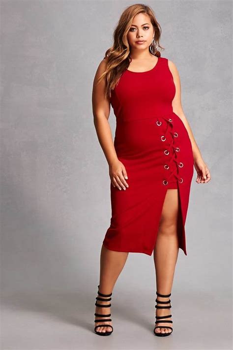 Forever 21 Forever 21 Plus Size Lace Up Dress Sexy Red Dress