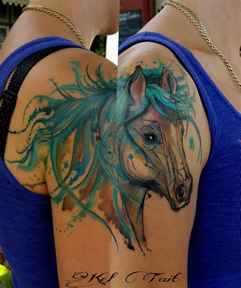 Watercolor Horse Tattoo By Kel Tait Tatts Pinterest