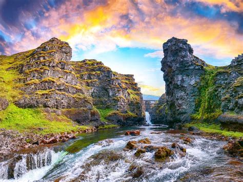 View Of Kolugljufur Canyon On Iceland Stock Image Image Of Natural