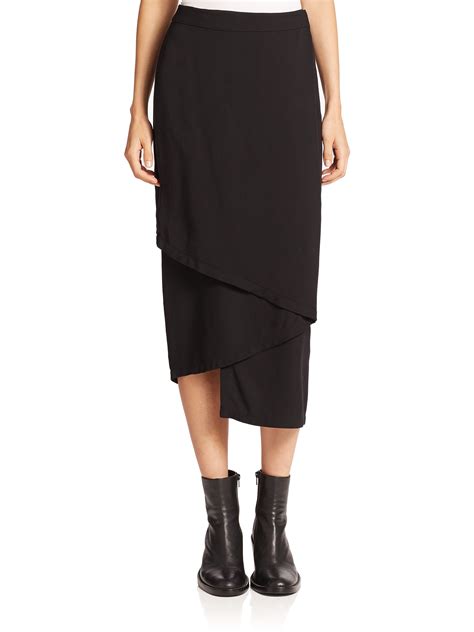 Dkny Midi Wrap Skirt In Black Lyst