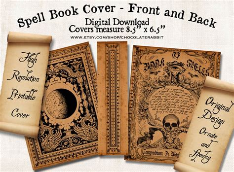 Witch Spell Book Cover Halloween Digital Download Printable