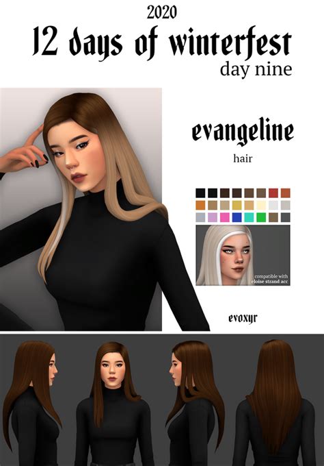 Evangeline Hair Evoxyr Sims 4 Womens Hairstyles Sims
