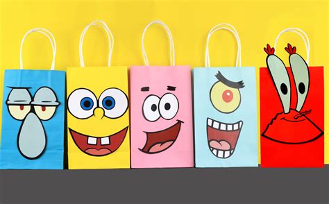 Diy Sponge Bob And Friends Party Favor Bags Spongebob Birthday Party