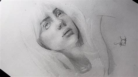 Realistic Drawing Of Billie Eilish Using Graphite And Charcoal Youtube