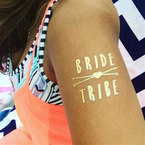 Bride Tribe Gold Temporary Tattoo Individually Packaged Party Favors Flash Tattoo Gold Tattoo