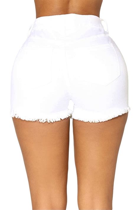 Hualong Sexy High Rise High Waist White Denim Shorts Online Store For Women Sexy Dresses