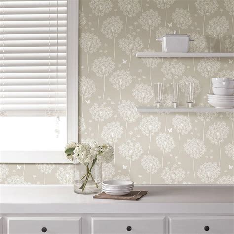 Nuwallpaper Taupe Dandelion Peel And Stick Wallpaper Nu1651 The Home