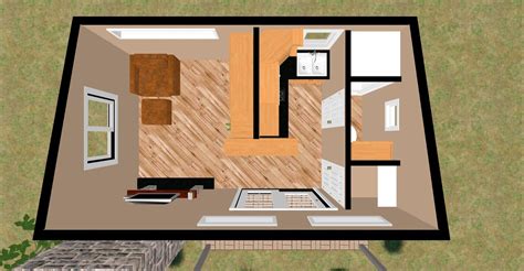 The 240 Sq Ft Humble Pies 3d Top View House Plans Cozy House
