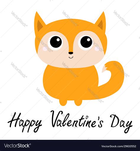 Happy Valentines Day Fox Toy Icon Cute Cartoon Vector Image