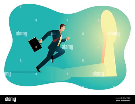 Business Concept Vector Illustration Of A Businessman Running Towards A