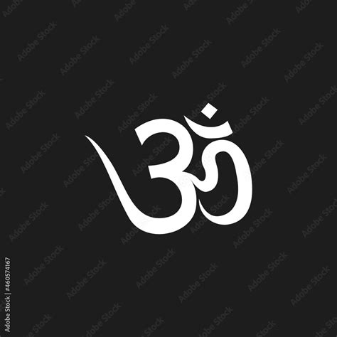 Aum Om Ohm Symbol Black On Black Background Vector Illustration Indian