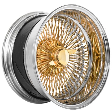 New 13x7 Reverse 100 Spokes Straight Lace Center Gold Wire Wheels
