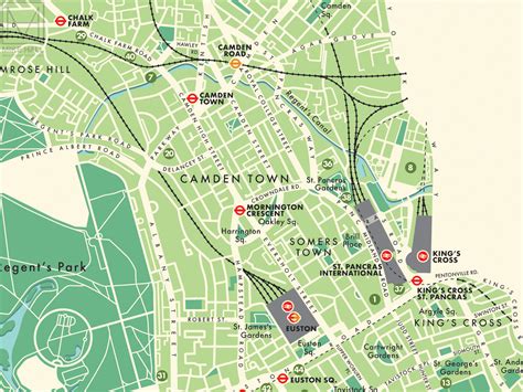 Camden London Borough Retro Map Giclee Print Mike Hall Maps