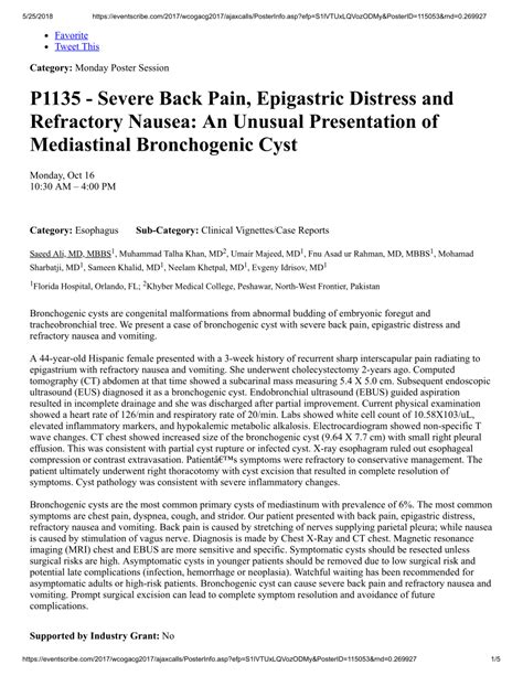 Pdf Severe Back Pain Epigastric Distress And Refractory Nausea An