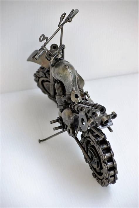 Motor Bike Type A Motorcycle Scrap Metal Sculpture Model Etsy Metal
