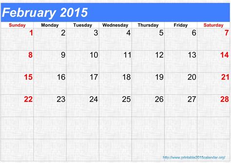 9 Best Images Of Blank February Calendar 2015 Printable
