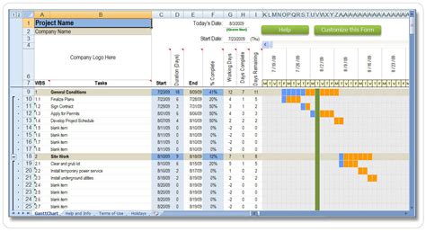 Excel Construction Schedule Templates For Project Management