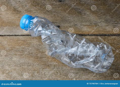 Crumpled Plastic Blue Bottle Stock Photo Image Of Recycling Object